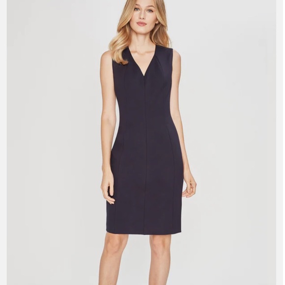 Elie Tahari Roanna Sheath Dress Navy Blue 4 - Picture 1 of 16